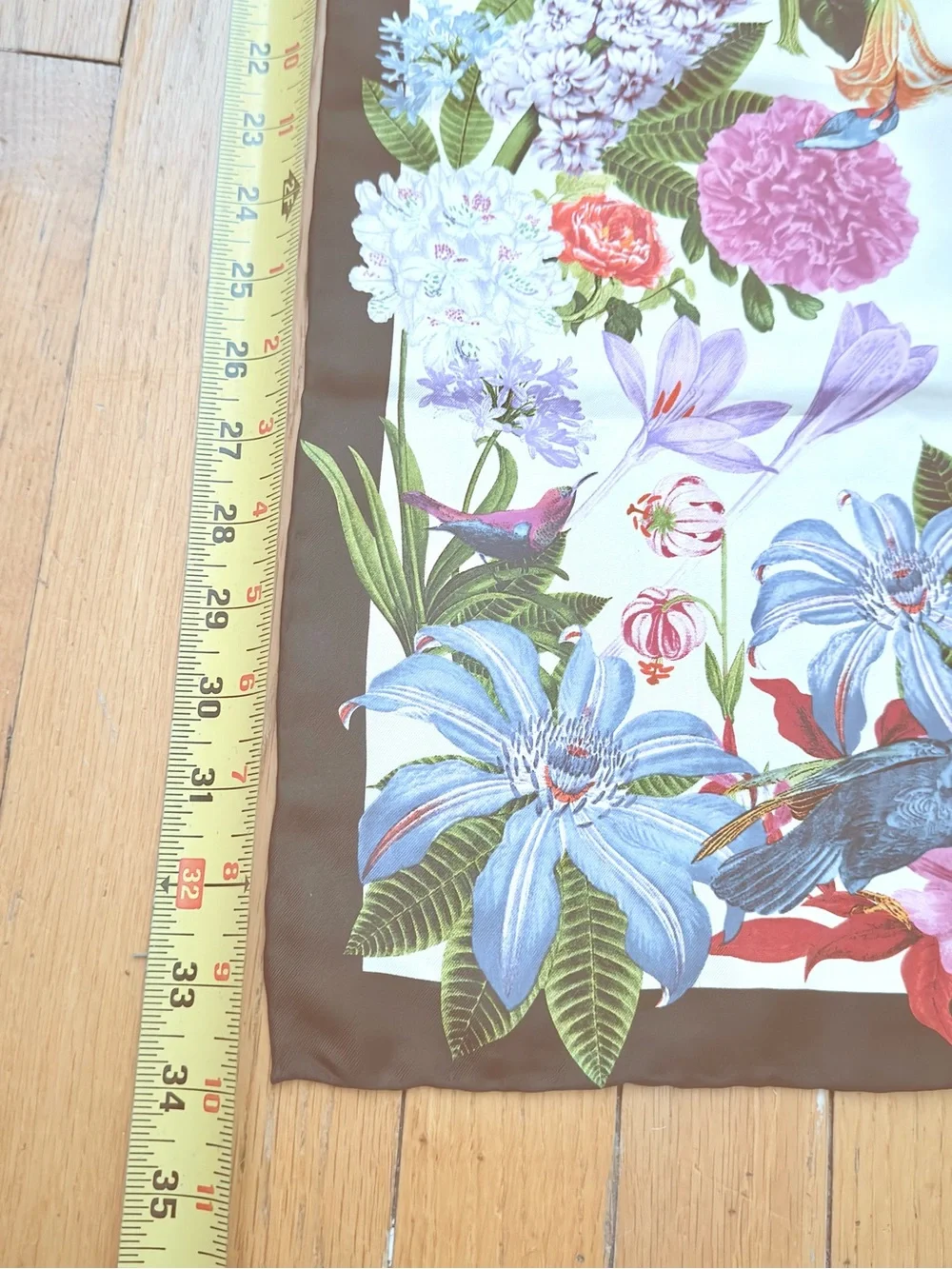 Gorgeous Floral & Citrus Garden Silk scarf- Multicolor 34” sq